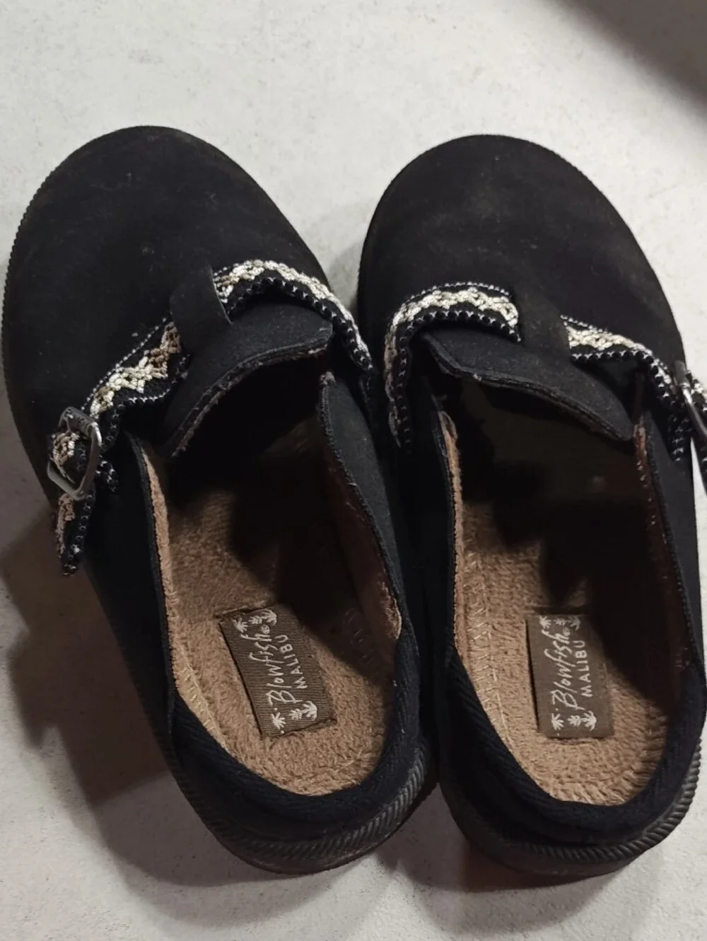 Kids Black Slip-On Clog with Decorative Woven Strap